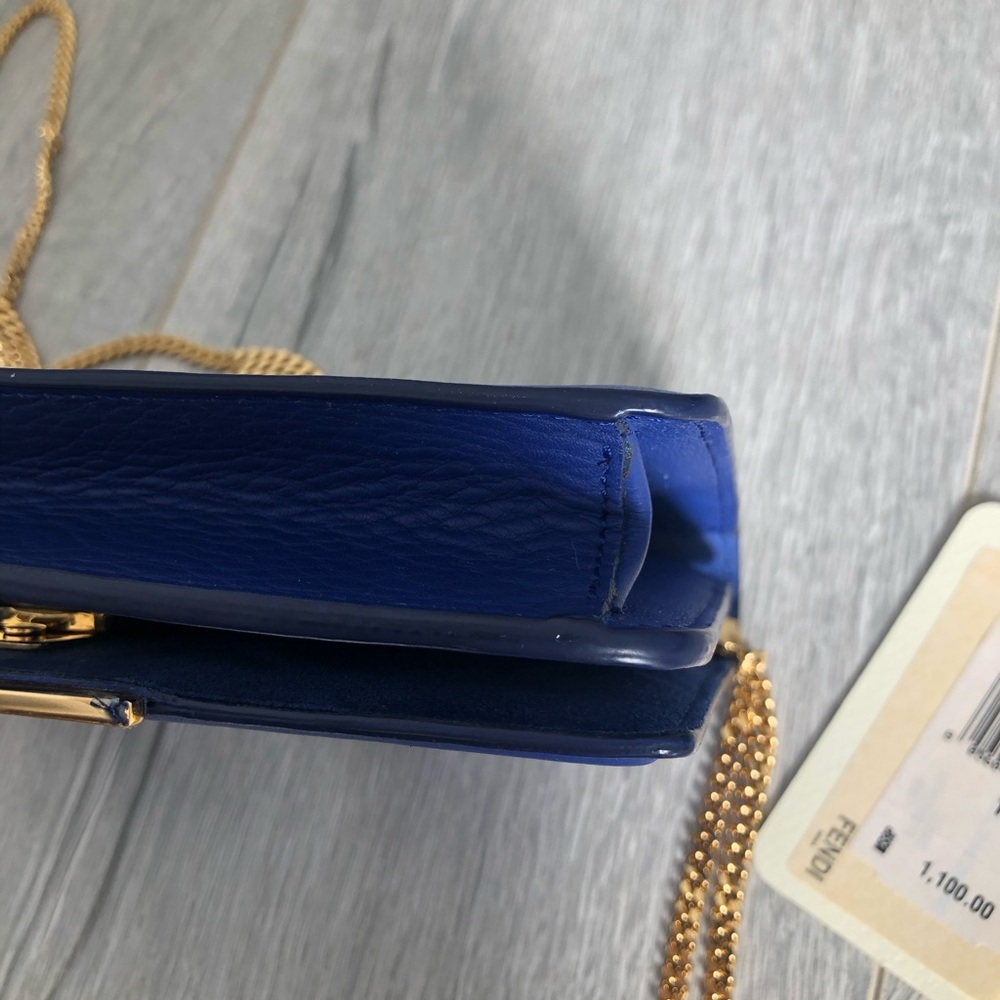 Authentic Fendi Royal Blue Leather Wallet with Gold Chain - Picture 9 of 14